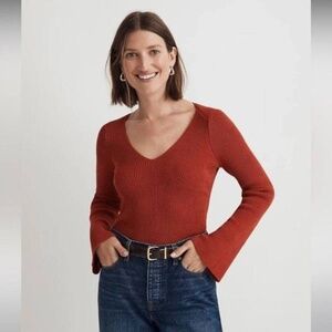 Madewell Flared-Sleeve V-Neck Sweater